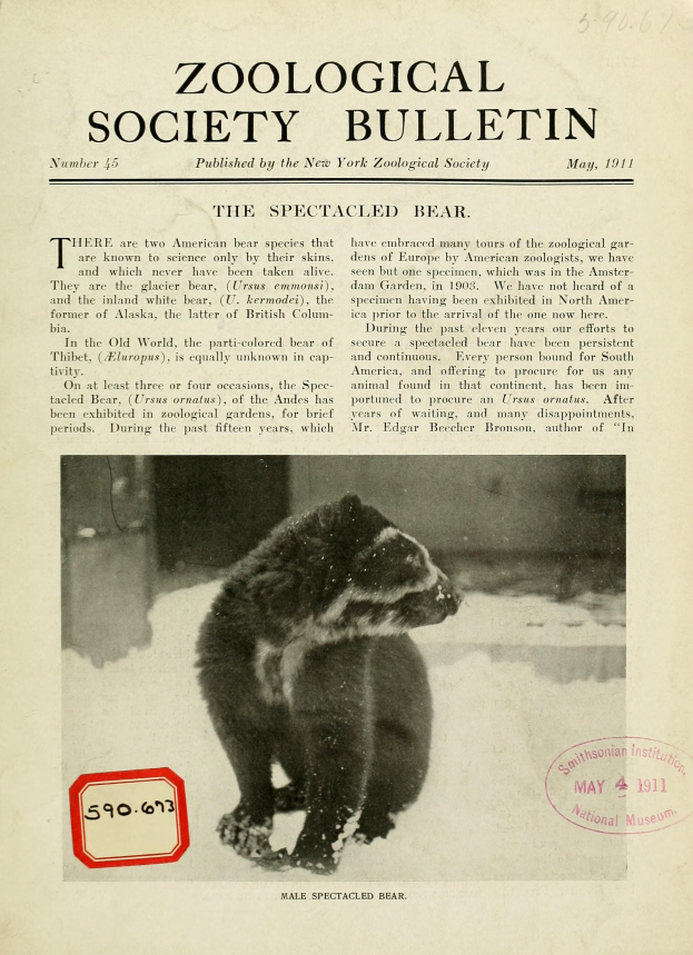 Ein Schwarz-Weiß-Foto eines Waschbären auf dem Cover eines Zoologischen Gesellschaftsbulletins mit Text.