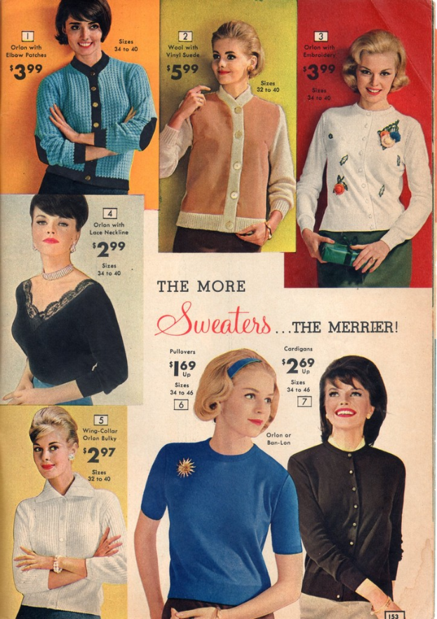 Ein Collage mit verschiedenen Bildern von Frauen in unterschiedlichen Kost├╝men, jedes mit begleitendem Text und Dollarbetr├Ągen.