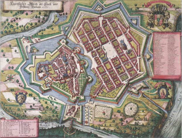 Ein detaillierter alter Stadtplan von Hamburg, Deutschland, mit Text und Bildern, der einen umfassenden Überblick über das Gebiet bietet.