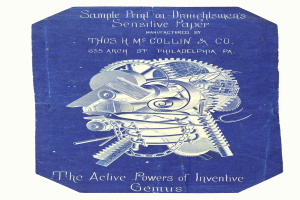 Ein blaues Buch mit dem Titel "Die aktiven Kräfte des erfinderischen Genies" und einem weißen Cover mit dem Bild eines Mannes