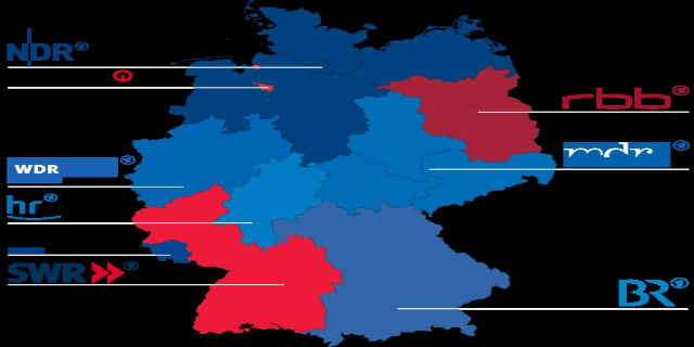 Eine Deutschlandkarte mit Bundesländern in rot und blau, die die Ergebnisse der Wahl von 2016 zeigt, einschließlich der Namen der Kandidaten und des Wahldatums.