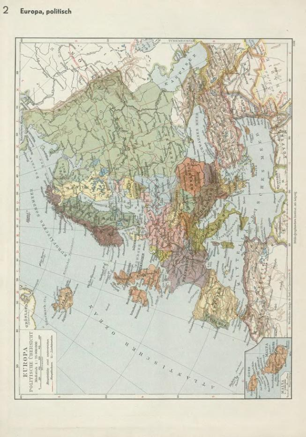 Alte Karte aus dem 19. Jahrhundert von Europa, die politische Grenzen zeigt, auf Papier gedruckt mit Text oben und unten.