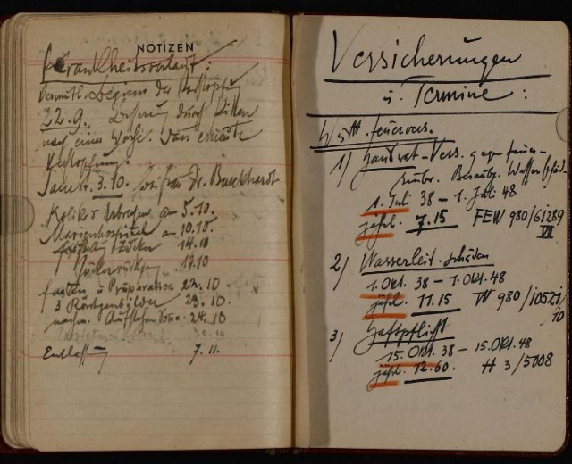 Offenes Buch mit handgeschriebenen deutschen Militärtagebucheinträgen aus dem frühen 20. Jahrhundert, enthaltend Text- und numerische Daten.