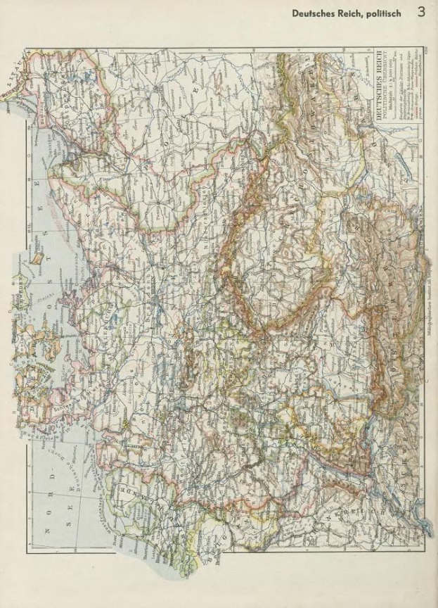 Ein verblichener 19. Jahrhundert-Karte von Deutschland, die historische politische Grenzen zeigt, auf altem Papier gedruckt mit Text oben und unten.